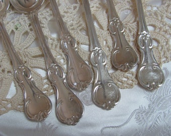 Carlstrom Sweden - Set of 6 Silver Plate Tablespoons Table Spoons Oval Soup - No Mono Super Rare Antique Vintage Flatware Silverware