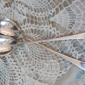 Salad Set - Large Silver Plate Salad Set Serving Spoon Fork 9.5&quot; Long Sheffield England Silverware Flatware Cutlery Antique Heirloom
