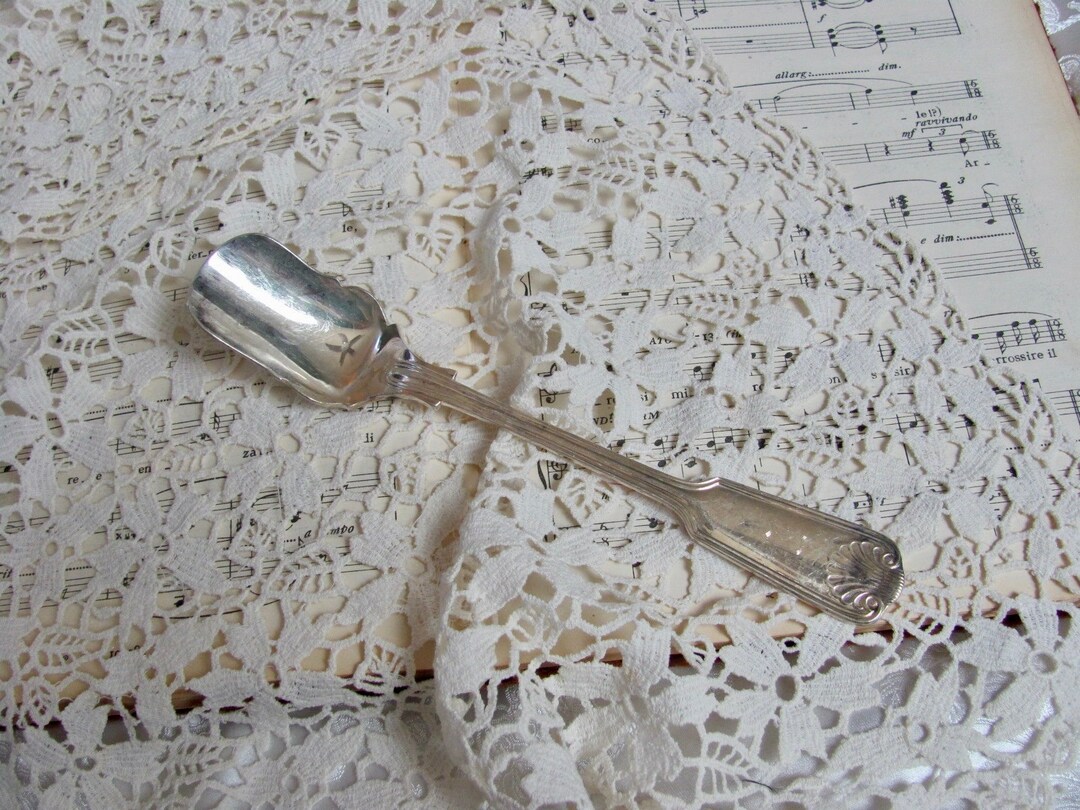 Sheffield England Antique Silver Plate Cheese Scoop Monogrammed "d