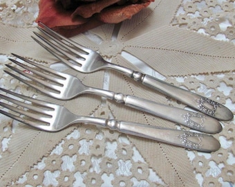 3er Silber Teller Gabeln - Rogers Lunt Bowlen - No Mono Antique Frühes Jahrhundert // Silber Besteck Besteck RAR