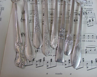 Lot 8 Silver Plate Dinner Grille Viande Luncheon Forks - Mixed Assorted Mismatched Patterns // Vintage Antique Flatware SIlverware