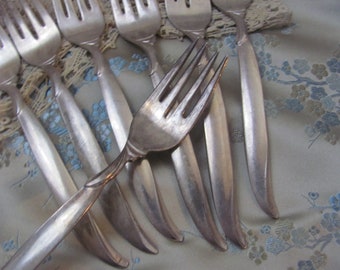 Flair Pattern Set von 7 Silberplatte Salat Gabeln Silber Besteck - 1847 Rogers