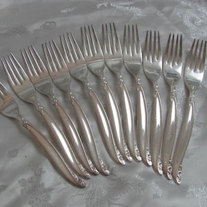 Leilani Pattern - Set of 11 Silver Plate Dinner Forks -  1847 Rogers // Vintage Antique Silverware Flatware Cutlery // More in my shop!