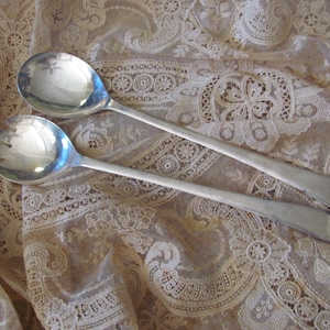 Salad Set - Large Silver Plate Salad Set Serving Spoon Fork (#2)