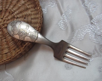 Silver Plate Collectible Child Youth Fork  - Minnie Mouse // Antique Vintage Flatware Silverware Cutlery // More in my shop