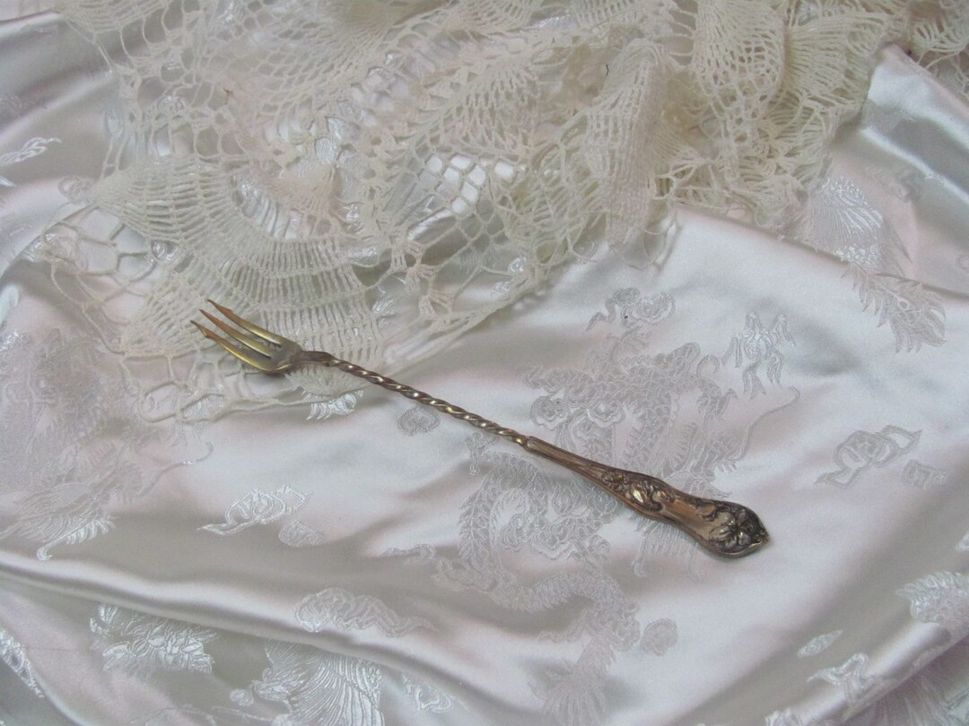Silver Plate Long Floral Twisted Handle Olive Pickle Fork 8.5 No Monogram Lots of Wear Etsy