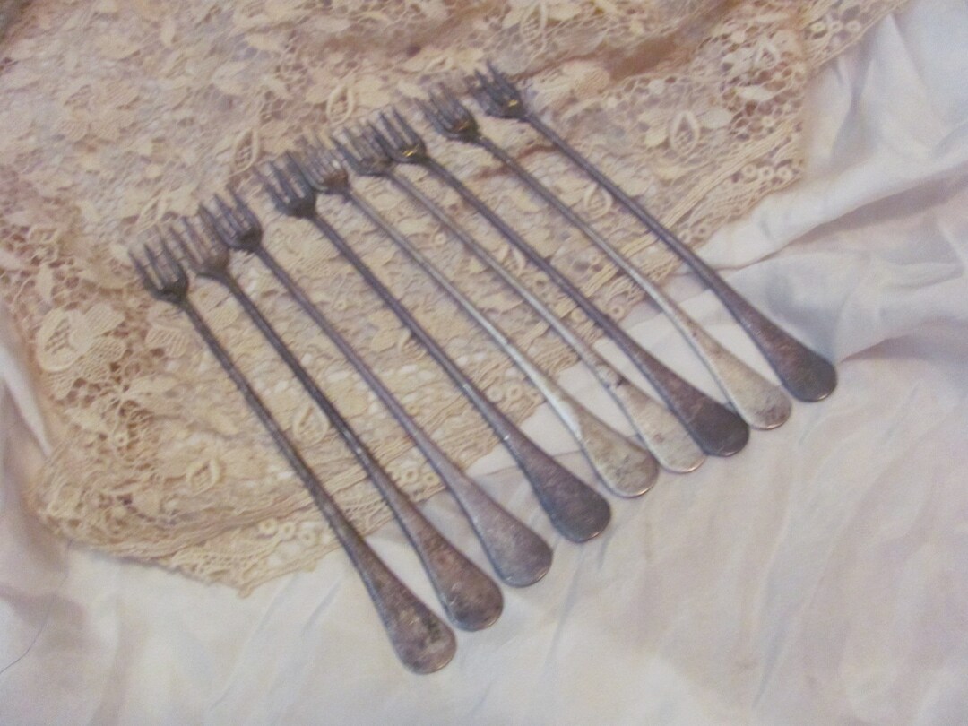 Crab Forks Lot of 9 Antique Silver Plate 3 Prong Forks Crab Etsy