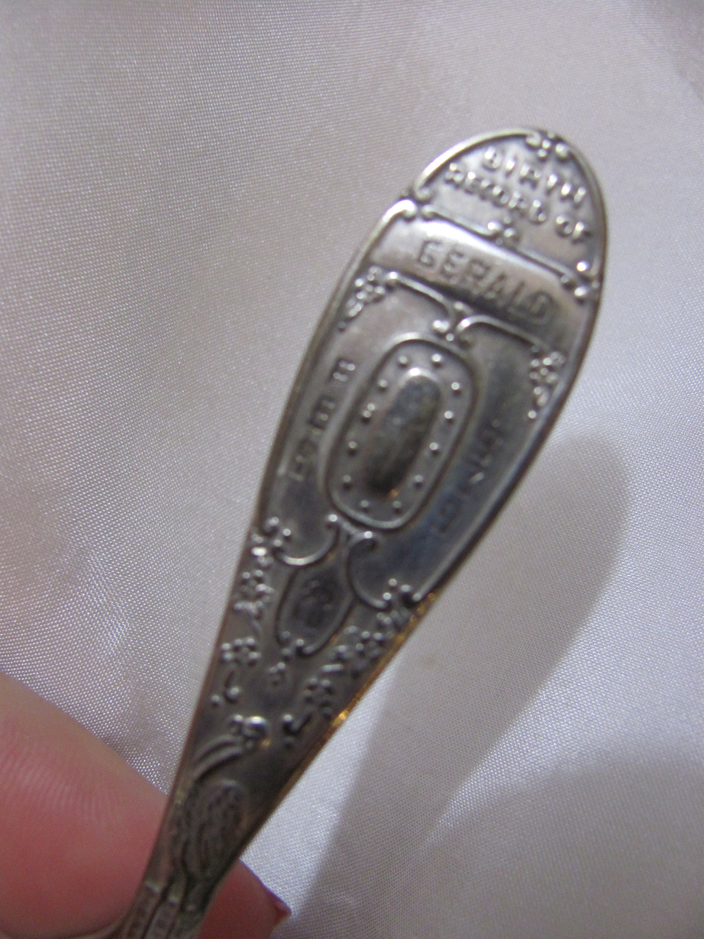 Antique Silver Plate Small Baby Spoon Engraved Birth Record Etsy