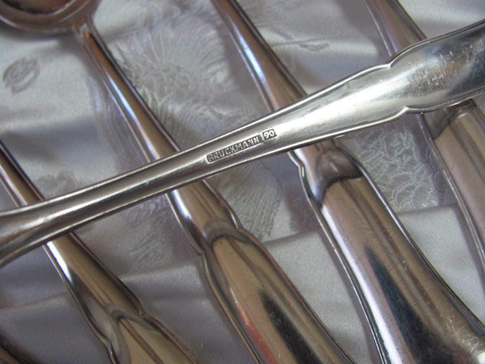 Set of 6 Bruckmann 90 Germany // Large Serving Spoons Silver
