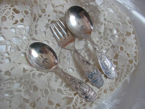 Silver plate and spoon for best sale baby