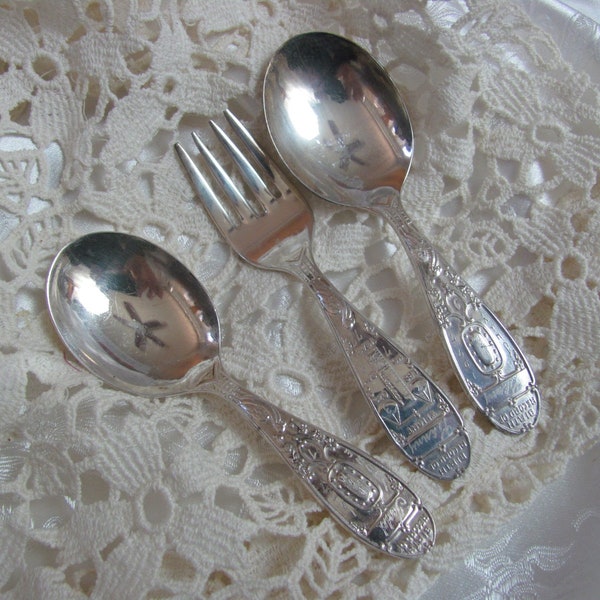 Silver Plate Baby Spoon - Engraved Birth Record YOUR CHOICE - Ronald Elisabeth Russell Chad Barry Mark Brent Michael Edward