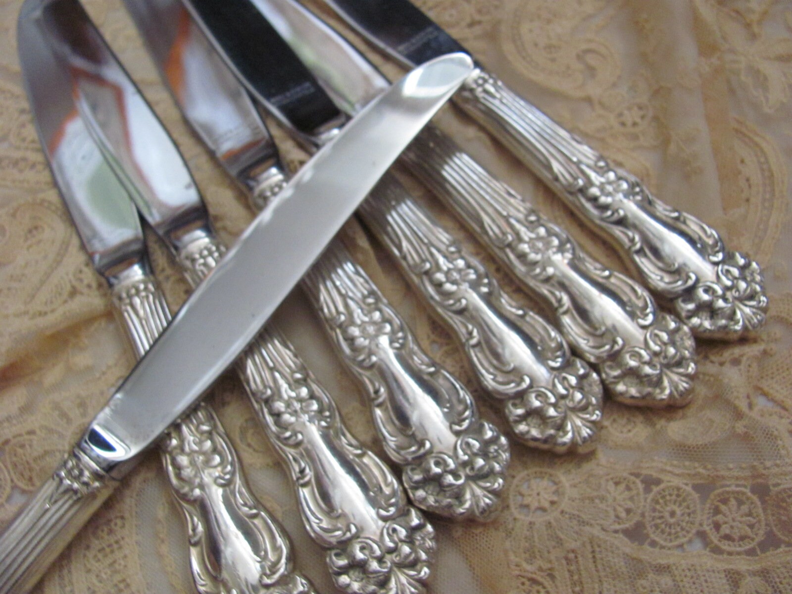 REED&BARTON　純銀製　リード＆バートン　スターリングテーブルナイフ3本 REED&BARTON 純銀製 リード＆バートン スターリングテーブルナイフ3本