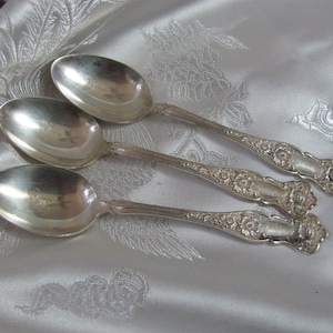 Corona 1911 Pattern - Set of 3 Small Silver Plate Demitasse Demi Coffee Espresso Jelly Spoons 4.5&quot; 12cm  - Silverware Flatware Cutlery