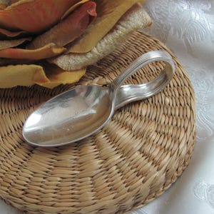 Cotillion 1932 Pattern // Silver Plated Small Baby Infant Curved Bent Spoon // Vintage Antique Silverware Flatware // Many more in my shop