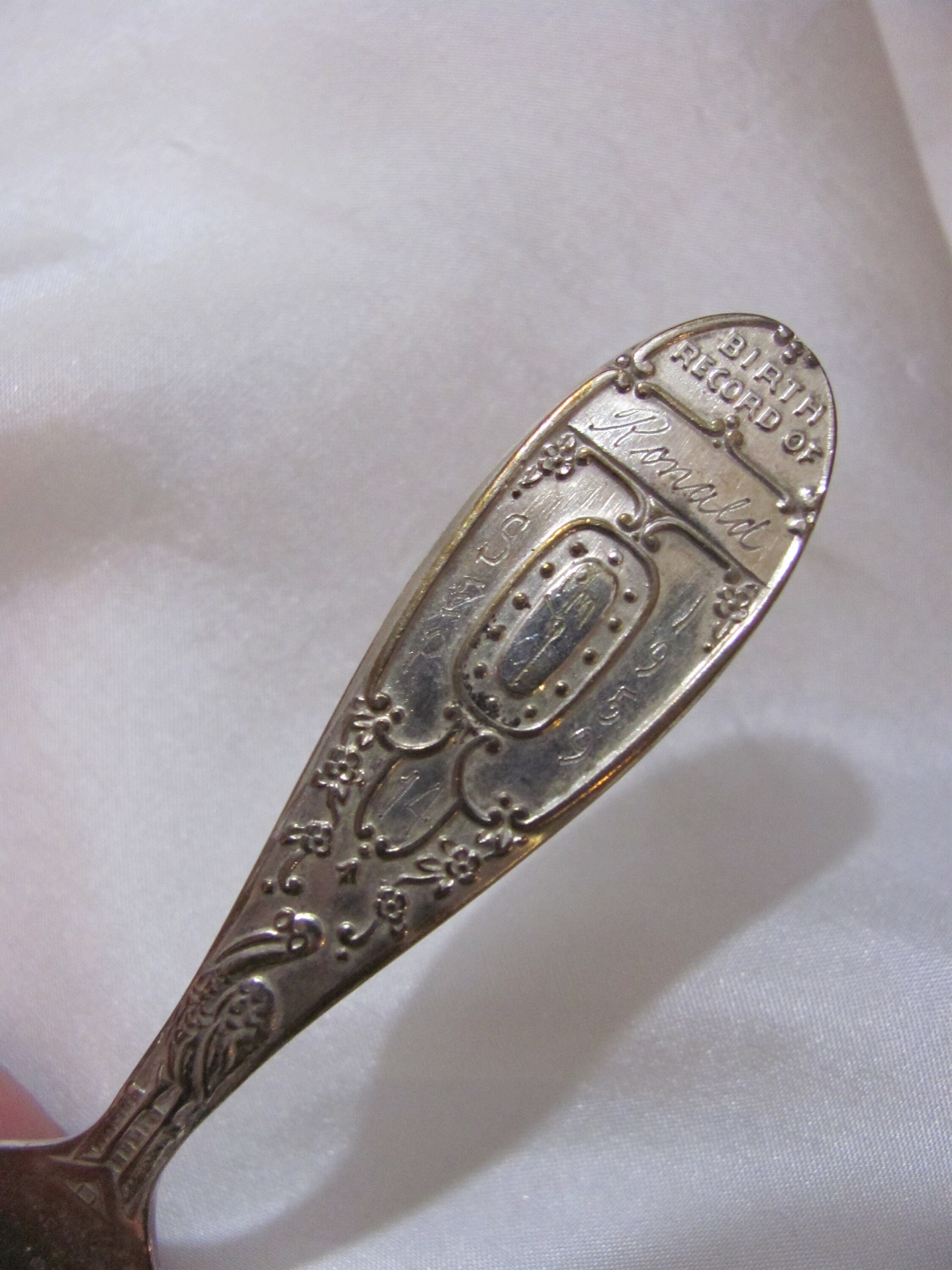 Antique Silver Plate Small Baby Spoon Engraved Birth Record Etsy
