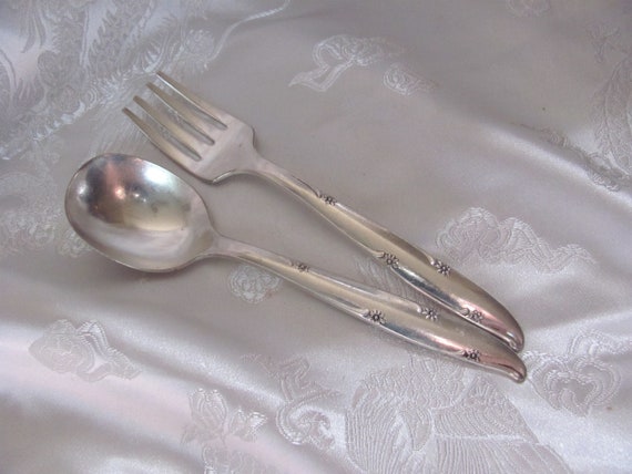 Baby Silverware Set of 4 Mismatched Silver Plate Small Baby Infant Forks &  Spoons Assorted Patterns Many Others to Choose From 