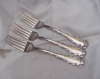 Rex Forks - Silverware - Set of 3 Matching Silver Plate Dinner Forks - Rex Pattern 1894 - No Mono