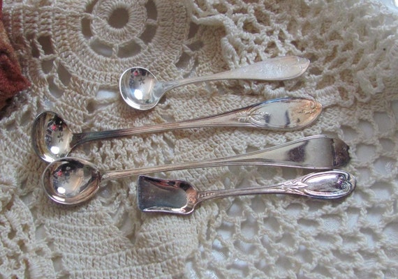 フランス】純銀／ソルトスプーン 調味料スプーン 小スプーン／2本