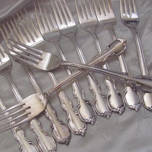 Reflection Pattern 1959 - Set of 11 Silver Plate Dinner Forks // Vintage Antique Flatware Silverware Cutlery Silverplated Fork
