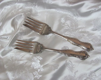 US Silver Three Pattern // Silver Plate Large Serving Fork Set of 2 - No Mono
