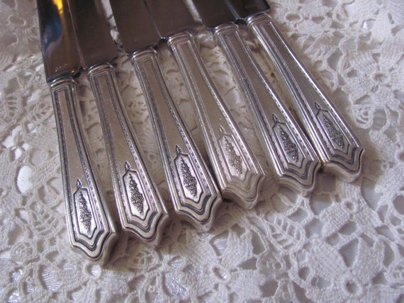 Set of Six Vintage Knives Alpacca Silver Knives Vintage Alpacca Silver  Knives Vintage New Silver Knives Vintage Knife Set 