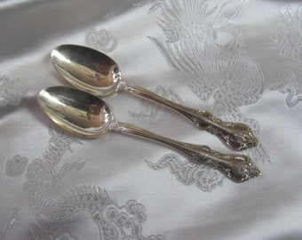 Set of 2  Small Silver Plate Demitasse Coffee Espresso Cocktail Spoons - Orleans Pattern 1965 // Vintage SIlverware Flatware Cutlery