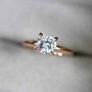 6.5mm Moissanite Solitaire Engagement Ring, 14K Rose Gold,Moissanite engagement ring image 1