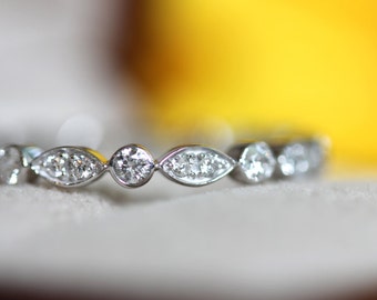 Diamond eternity band, 14K white gold matching wedding band, white gold eternity diamond band