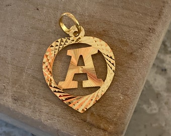 Vintage heart pendant INITIAL A