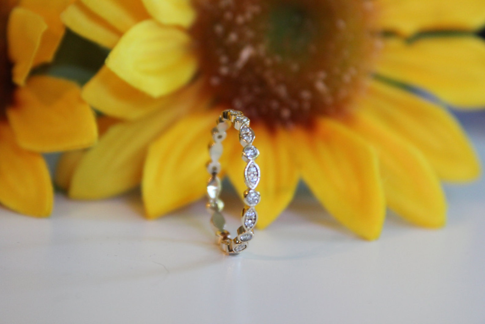 Diamond Eternity Band 14K Gold Matching Wedding Band Yellow Etsy