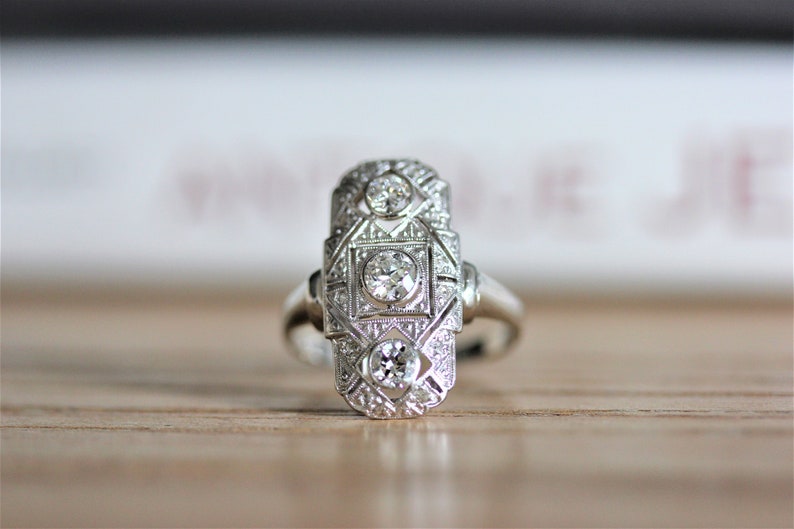 Art Deco engagement ring, vintage diamonds, OOAK, only one image 1