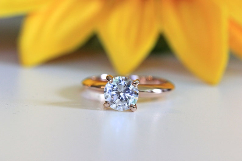 6.5mm Moissanite Solitaire Engagement Ring, 14K Rose Gold,Moissanite engagement ring image 3