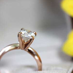 6.5mm Moissanite Solitaire Engagement Ring, 14K Rose Gold,Moissanite engagement ring image 2