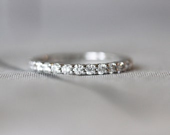 Diamonds eternity band, white gold ring with diamonds, full diamonds, 2mm width