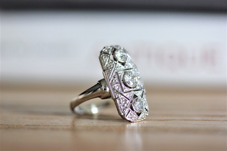 Art Deco engagement ring, vintage diamonds, OOAK, only one image 2