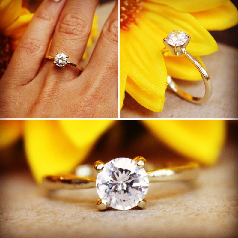 7.0mm Forever Brilliant Moissanite Engagement Ring in 14K Etsy