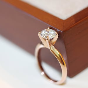 6.5mm Moissanite Solitaire Engagement Ring, 14K Rose Gold,Moissanite engagement ring image 5