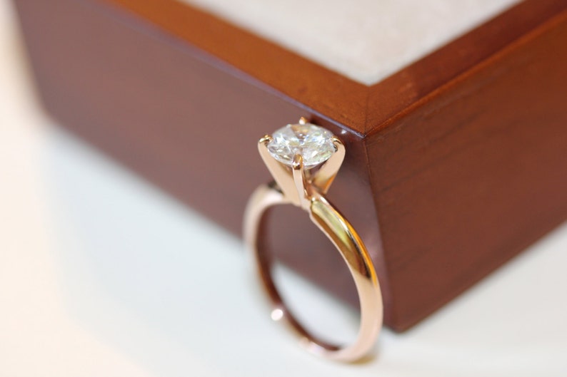 6.5mm Moissanite Solitaire Engagement Ring, 14K Rose Gold,Moissanite engagement ring image 5