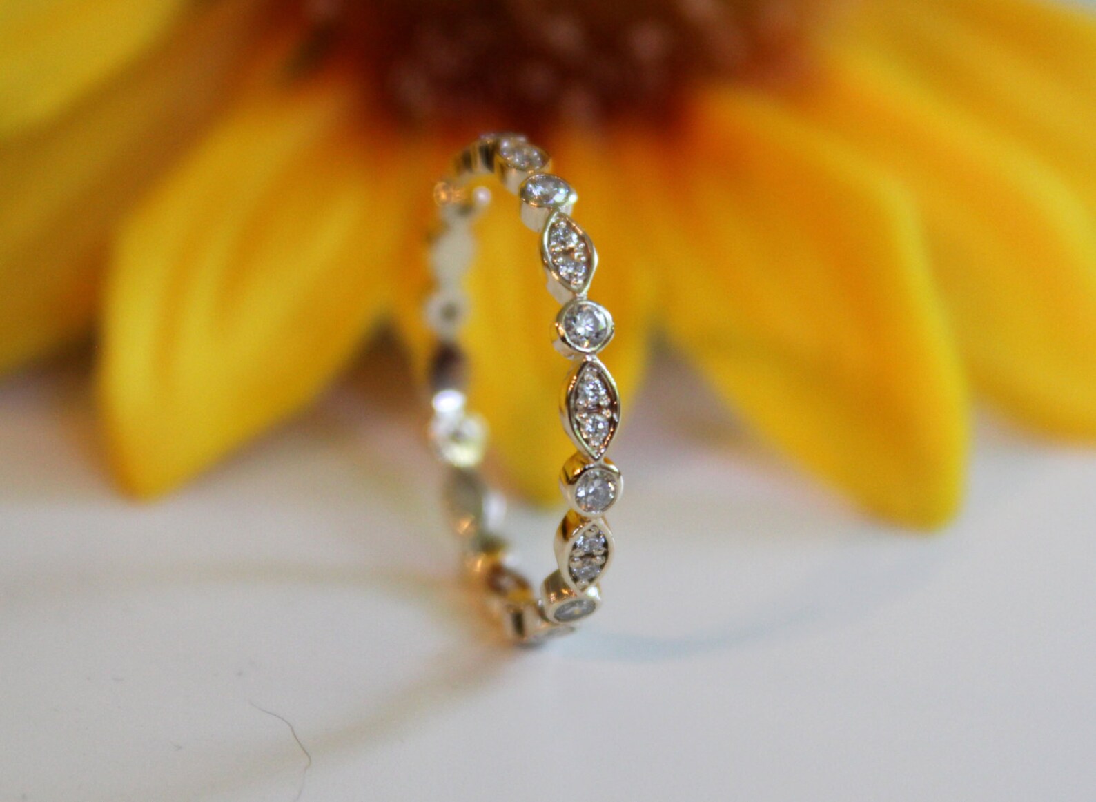 Diamond Eternity Band 14K Gold Matching Wedding Band Yellow Etsy