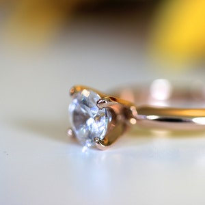 6.5mm Moissanite Solitaire Engagement Ring, 14K Rose Gold,Moissanite engagement ring image 4