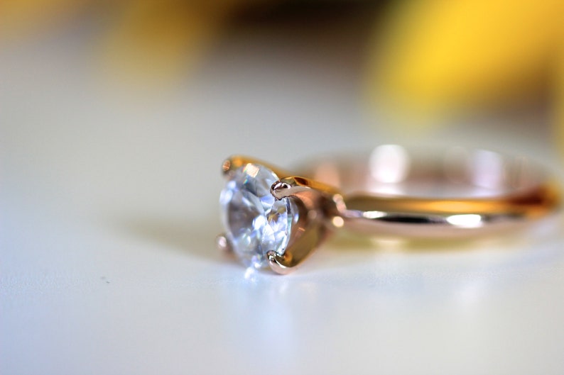 6.5mm Moissanite Solitaire Engagement Ring, 14K Rose Gold,Moissanite engagement ring image 4