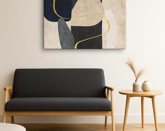 Ruhige abstrakte Leinwand - Neutrale minimalistische Wanddekoration für Wohnzimmer Schlafzimmer