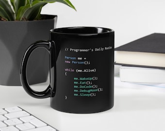 Caneca "Rotina Diária do Programador" - Presente Divertido para Desenvolvedores e Programadores