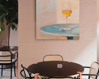 Weißwein Gemälde Leinwand - Soft Café Wandkunst für Küche, Weinliebhaber