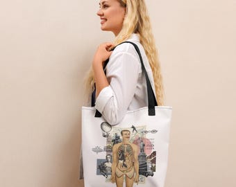 Vintage Collage Tote Bag - Surreal Dark Academia Art Shopper, Geschenk für Künstler
