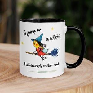 Taza divertida de hada o bruja: linda taza de café con temática de brujas, regalo de Halloween para ella.