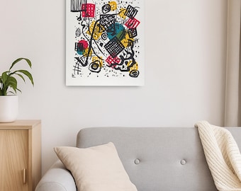 Abstrakte Leinwand im Kandinsky-Stil - Geometrische Kunst für Wohnzimmer / Büro