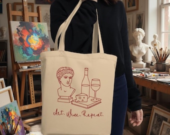 Art Wine wiederholen Einkaufstasche - Geschenk aus Bio-Baumwolle für Künstler, lustige Weinliebhaber
