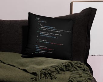 Funny Code Throw Pillow – Programmer Humor Decor, Coder Gift for Office Gaming Room