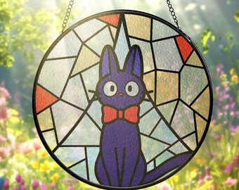 Jiji Stained Glass Suncatcher, Kiki's Delivery Service Window